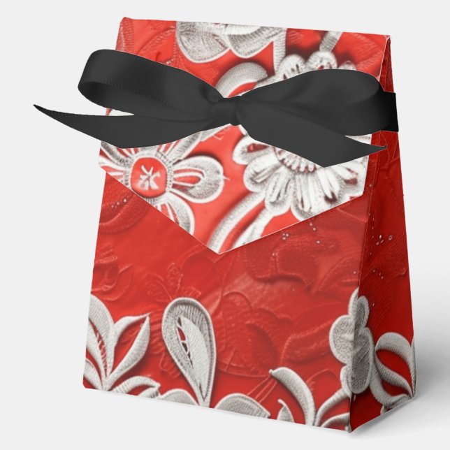 Weiße Spitzen in Rot Geschenkschachtel (Vorderseite)