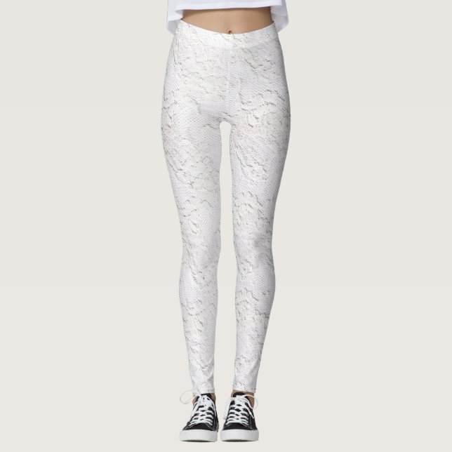 Weiße Spitzen-Muster Leggings (Vorderseite)