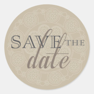 Weiße Spitzen Save the Date Hochzeitskleber Runder Aufkleber