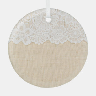 Weiße Spitzen über Stoffdesign. Ornament Aus Glas