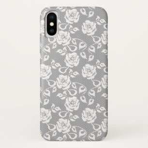 Weiße Spitzenmuster auf grauem Hintergrund Case-Mate iPhone Hülle