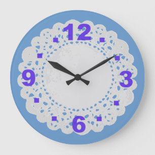 Weiße Spitzenpapierdeckchen-Uhr Große Wanduhr