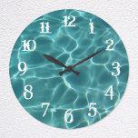 Weiße Splash-Nummern Schwimmbad Große Wanduhr<br><div class="desc">Fügen Sie Ihr eigenes Foto oder personalisierten Text hinzu,  um Ihre eigene Wanduhr zu erstellen. Sie können die Farbe der Wanduhr-Zahlen von weiß auf etwas ändern,  das Ihrem Foto entspricht,  falls erforderlich. Foto Licht,  das auf dem Grund eines Schwimmbeckens spielt.</div>
