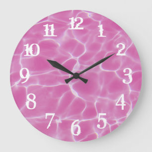 Weiße Spritznummern Rosa Swimmingpool Große Wanduhr