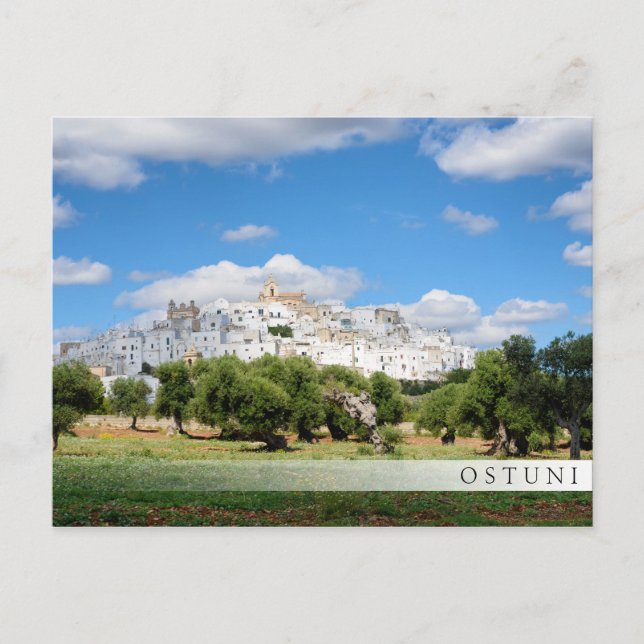 Weiße Stadt Ostuni, Apulien Bar Postkarte (Vorderseite)