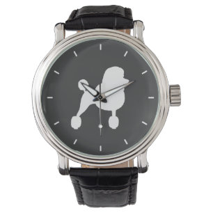 Weiße Standard Poodle Silhouette Armbanduhr