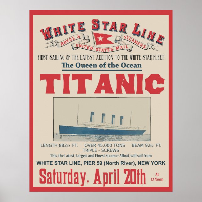 WEISSE STAR LINE (Titanic) Poster (Vorne)
