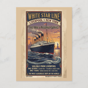Weiße-Star-Linie Olympic- und Titanic-Plakat im Vi Postkarte