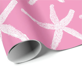 Weiße Starfish Muster Light Pink Beach Weihnachten Geschenkpapier
