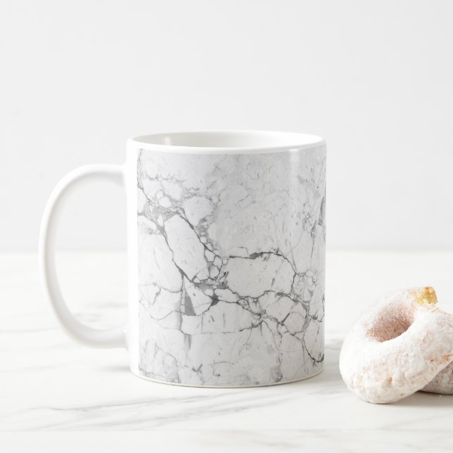 Weiße Steintextur  Kaffeetasse (Mit Donut)