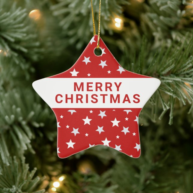 Weiße Sterne an Weihnachtsfeiertagen Keramik Ornament (Baum)