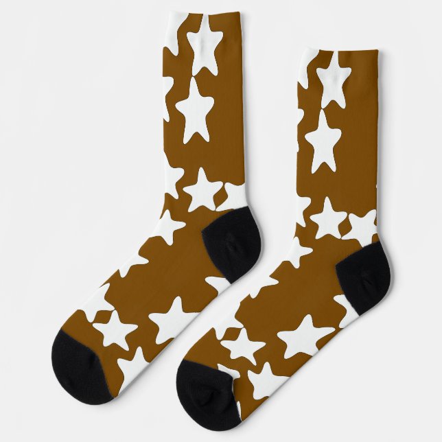 Weiße Sterne auf Braun Socken (Linkes Detail)