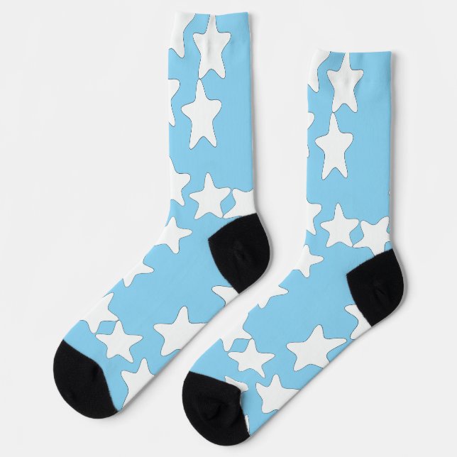 Weiße Sterne auf Hellblau   Socken (Linkes Detail)