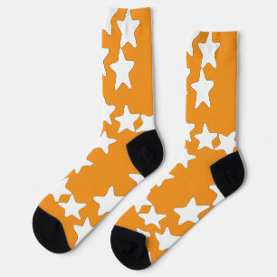 Weiße Sterne auf Orange Socken