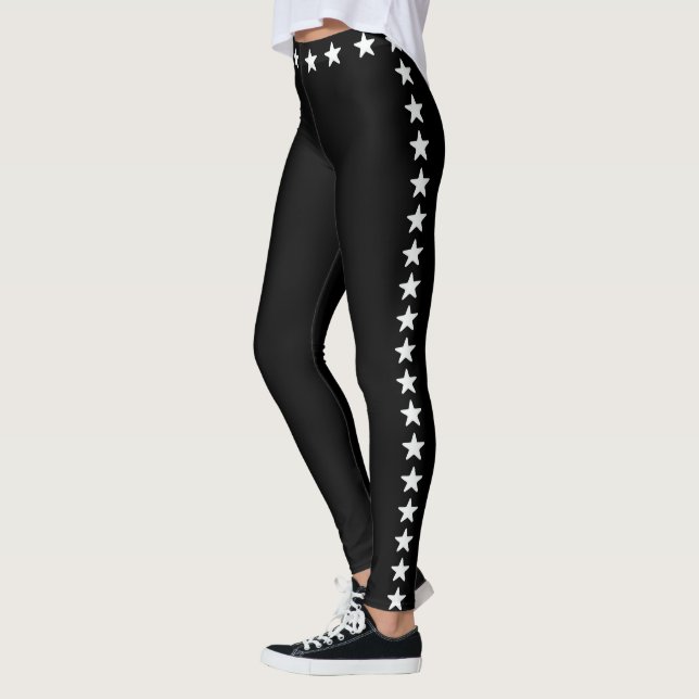 Weiße Sterne auf schwarz Leggings (Links)