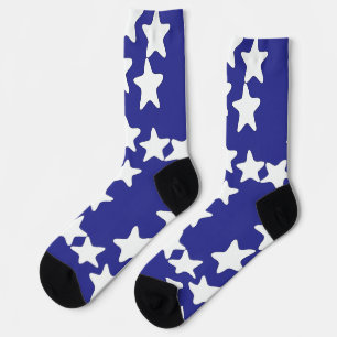 Weiße Sterne auf tiefem Blau Socken