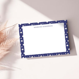 Weiße Sterne Dunkelblaue Monogramm Mitteilungskarte