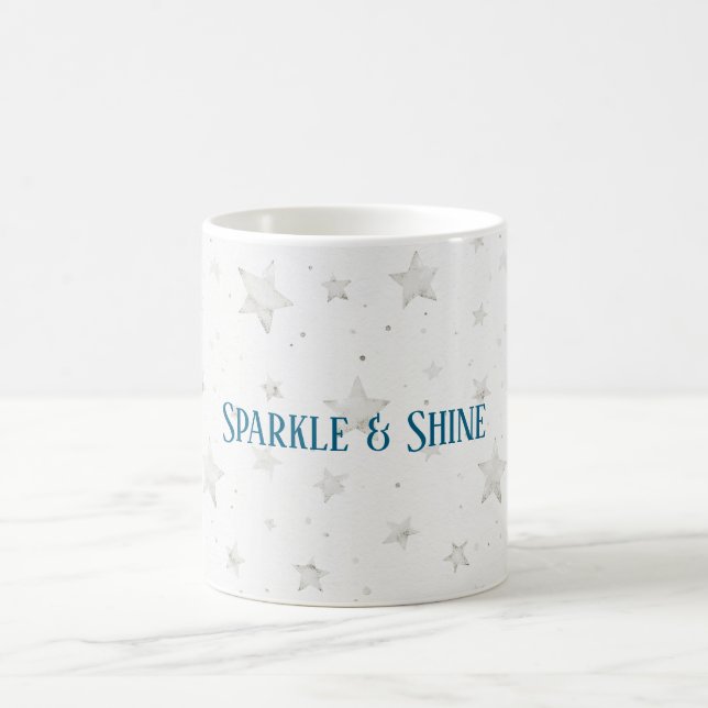 Weiße Sterne funkeln Kaffeetasse (Mittel)