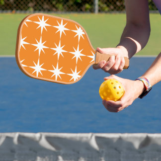 Weiße Sterne mit orangefarbenem Hintergrund - Pers Pickleball Schläger