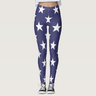 Weiße Sterne Patriotisches Amerikanisches Flaggenm Leggings