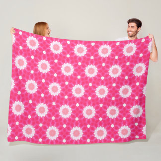Weiße Sterne und Sterne über rosa Hintergrundmuste Fleecedecke