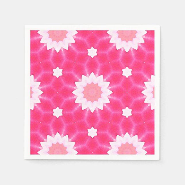 Weiße Sterne und Sterne über rosa Hintergrundmuste Serviette (Vorderseite)