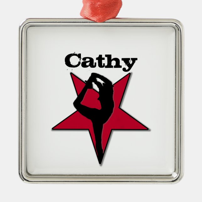 Weiße Sternverzierung Customizeable Cheerleader Silbernes Ornament (Vorne)