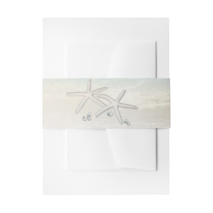 Weiße Strand-Seesterne Elegante Sommerhochzeit Einladungsbanderole