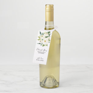 Weiße Strauchrosen-Thank you typography Flaschenanhänger