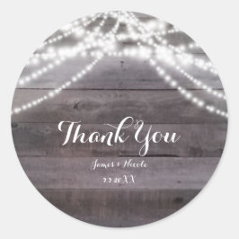 Weiße Streichlichter und rustikale Holzfavoriten Runder Aufkleber