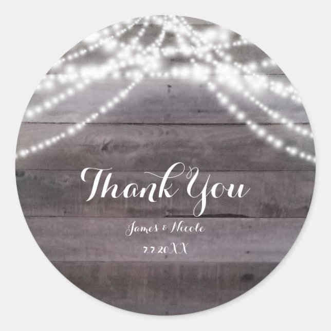 Weiße Streichlichter und rustikale Holzfavoriten Runder Aufkleber (Vorderseite)