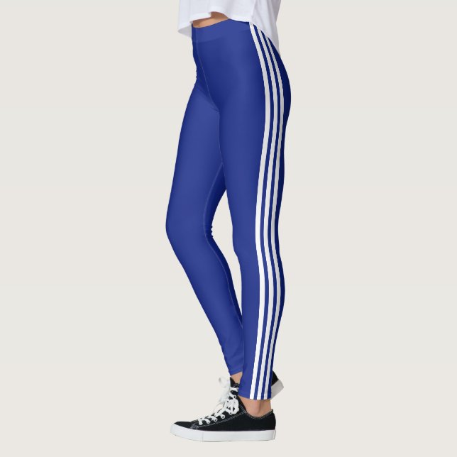 Weiße Streifen Blaue Leggings wählen Farbe (Links)