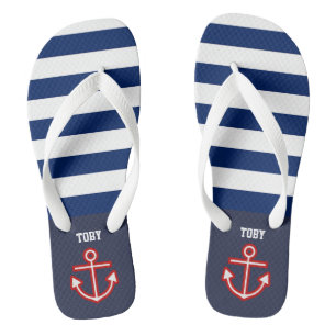 Weiße Streifen der Nautic Navy Flip Flops