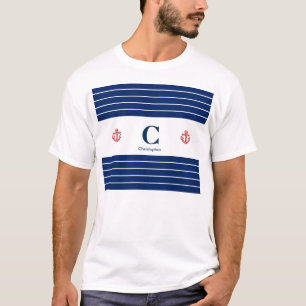 Weiße Streifen der Nautic Navy T-Shirt