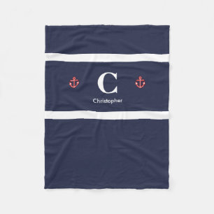 Weiße Streifen der Nautischen Marine Fleecedecke