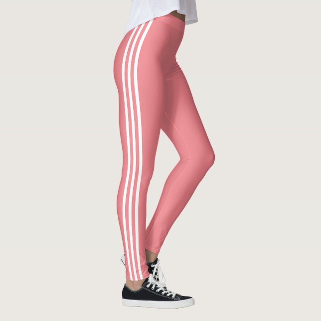 Weiße Streifen hellrosa Leggings - Farben (Rechts)