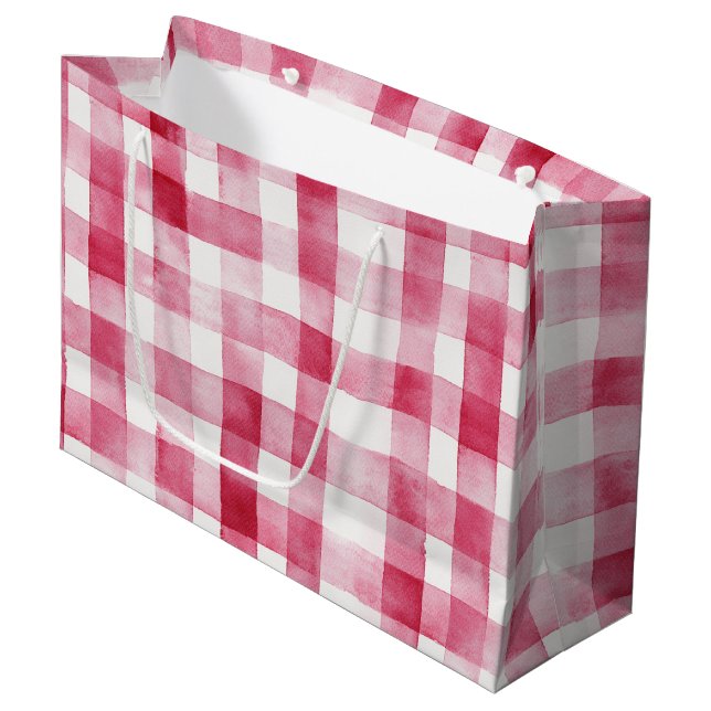 Weiße Streifen Pinker Geburtstag Große Geschenktüte (Vorderseite Schrägansicht)