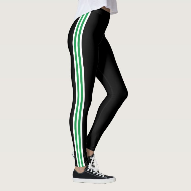 Weiße Streifen Schwarze Leggings - Farben (Rechts)