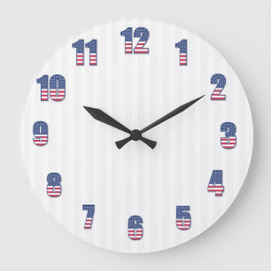 Weiße Streifen und bunte Zahlen Große Wanduhr