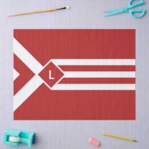 Weiße Streifen und Chevronen auf Rot mit Monogramm Seidenpapier