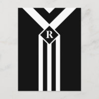 Weiße Streifen und Kronen auf Schwarz mit Monogram