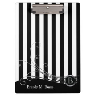 Weiße Streifen und schwarze Wirbel Klemmbrett