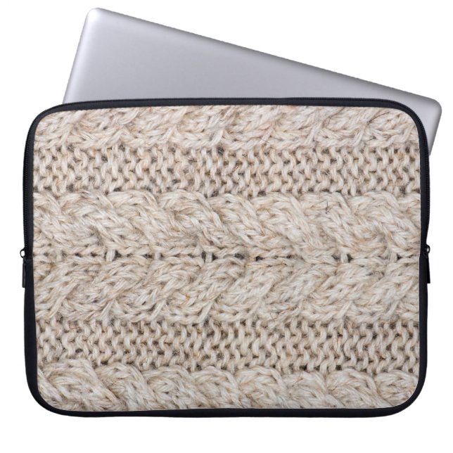 Weiße Strickwoll-Textur Hintergrund. Laptopschutzhülle (Vorderseite)