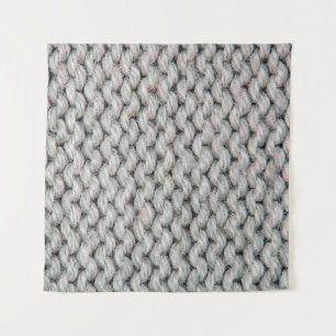 Weiße Strickwoll-Textur schließt Foto-Hintergrund Wandteppich