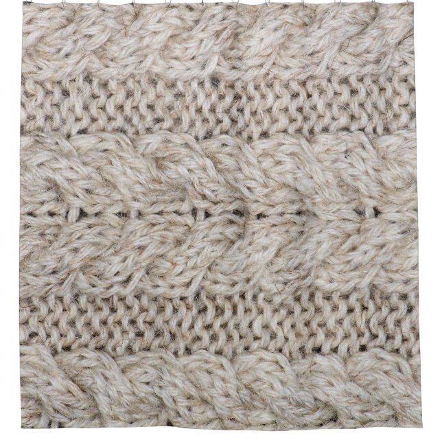 Weiße Strickwolle, texturierter Hintergrund Duschvorhang (Vorderseite)