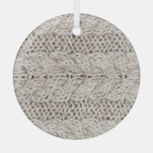 Weiße Strickwolle, texturierter Hintergrund Ornament Aus Glas