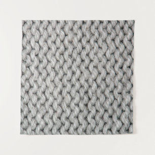 Weiße Strickwollestruktur, nahes Foto. Wandteppich