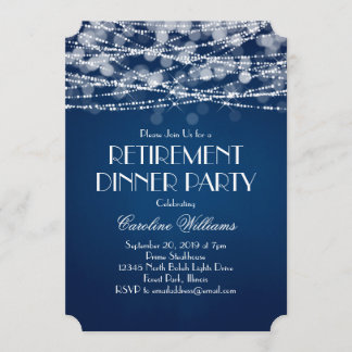 Weiße String-Lichter für blaues Ruhestand Einladung