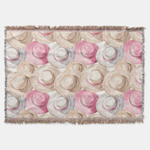 Weiße Strohhüte mit rosa-cremefarbenen Akzenten Decke