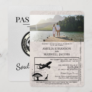 Weiße südafrikanische Pass-Hochzeitseinladung Einladung